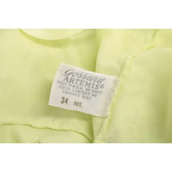 Vintage Gossard Artemis Full Slip size 34 Pretty Lace Trim Chartreuse Green nylo - Picture 9 of 11